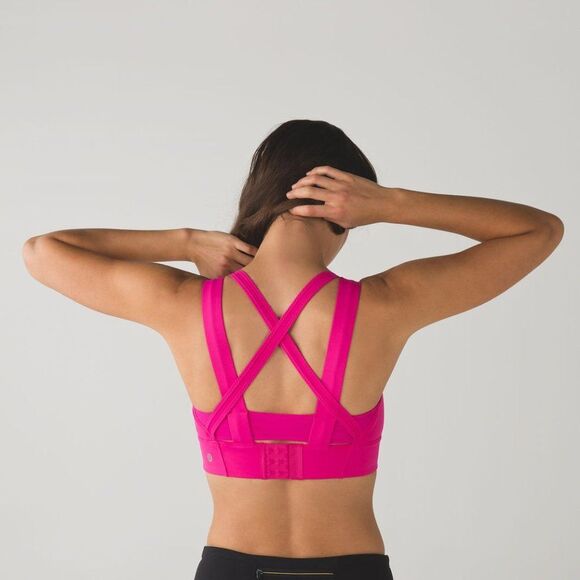 NEW LULULEMON Oxygen Bra Long Line Raspberry Pink Size 4 High Support Mesh NWOT - Picture 3 of 13